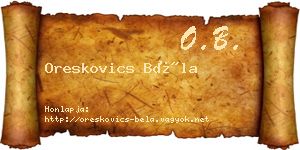 Oreskovics Béla névjegykártya